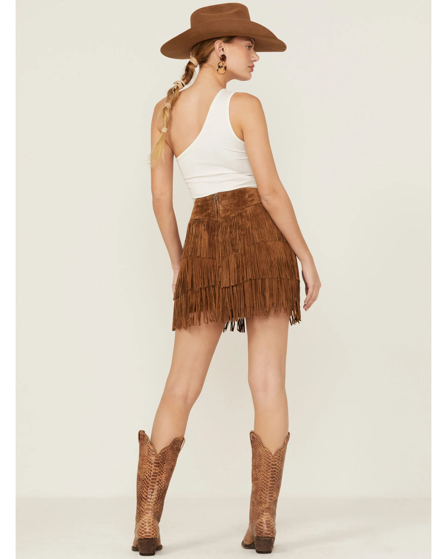 Scully Women's Fringe Tiered Suede Mini Skirt 3 Scully Women's Fringe Tiered Suede Mini Skirt - Image 3