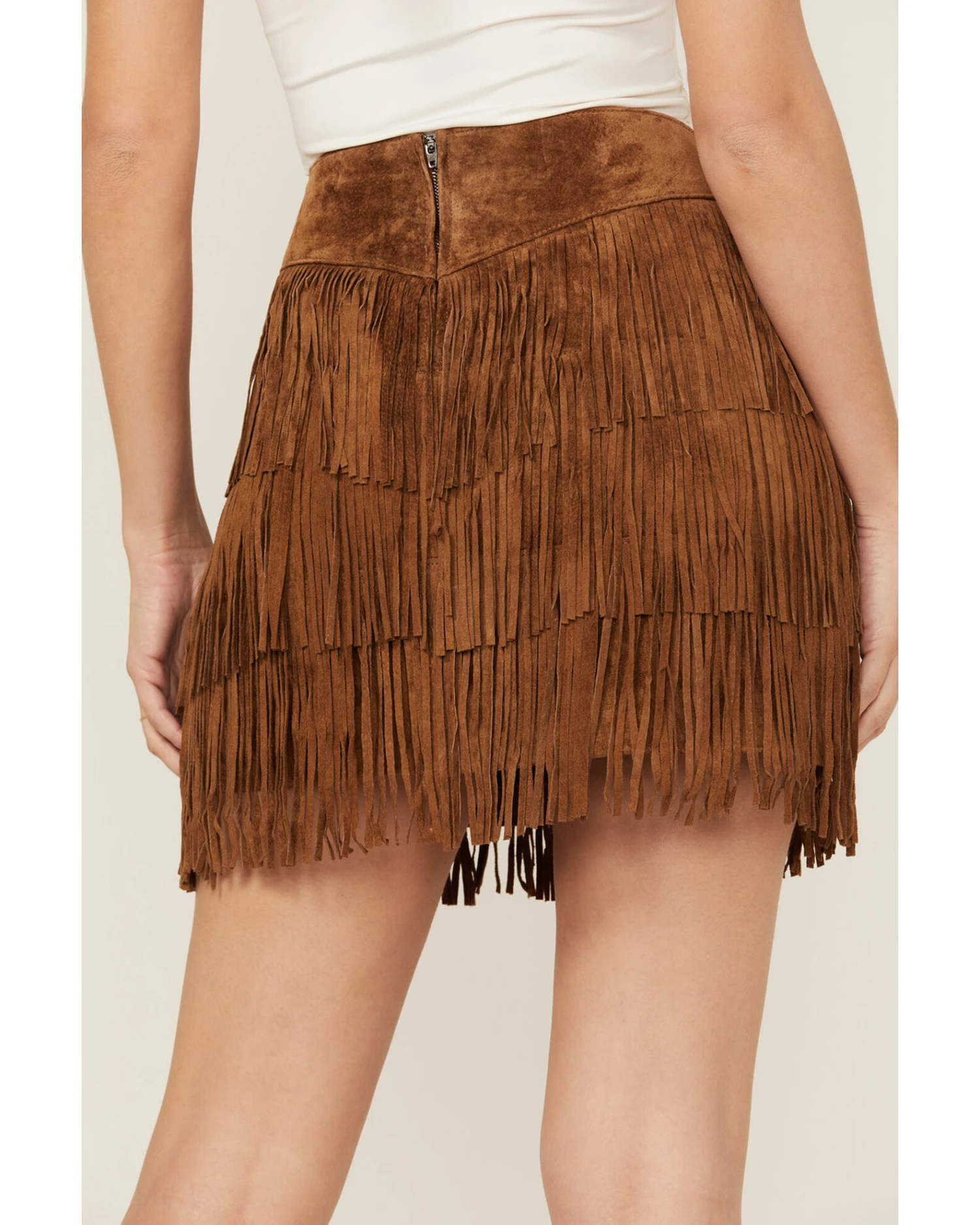 Scully Women's Fringe Tiered Suede Mini Skirt 4 Scully Women's Fringe Tiered Suede Mini Skirt - Image 4