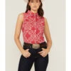 Wrangler Women's Americana Paisley Print Sleeveless Snap Western Shirt