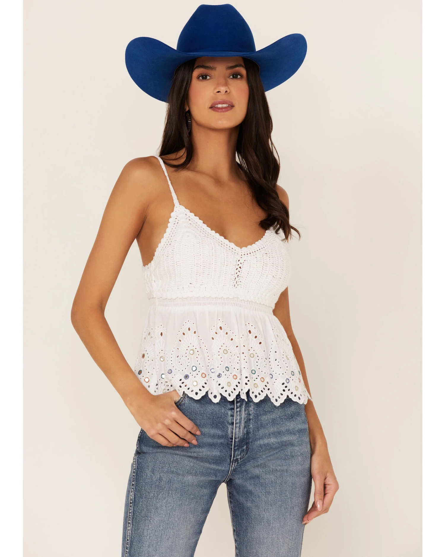 Shyanne Women's Mirror Eyelet Tank 1 Shyanne Women's Mirror Eyelet Tank