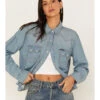 Wrangler Retro Women's Denim Frayed Long Sleeve Snap Western Shirt