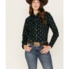 Wrangler Women's Southwestern Geo Print Long Sleeve Snap Western Shirt