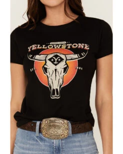 Paramount Network's Yellowstone Women's Steerhead Black Graphic Tee -Western Cowboy Clothing Shop 2000365388 001 P3