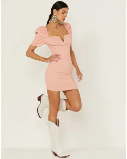 Flying Tomato Women's Bodycon Puff Sleeve Dress -Western Cowboy Clothing Shop 2000365833 681 P4