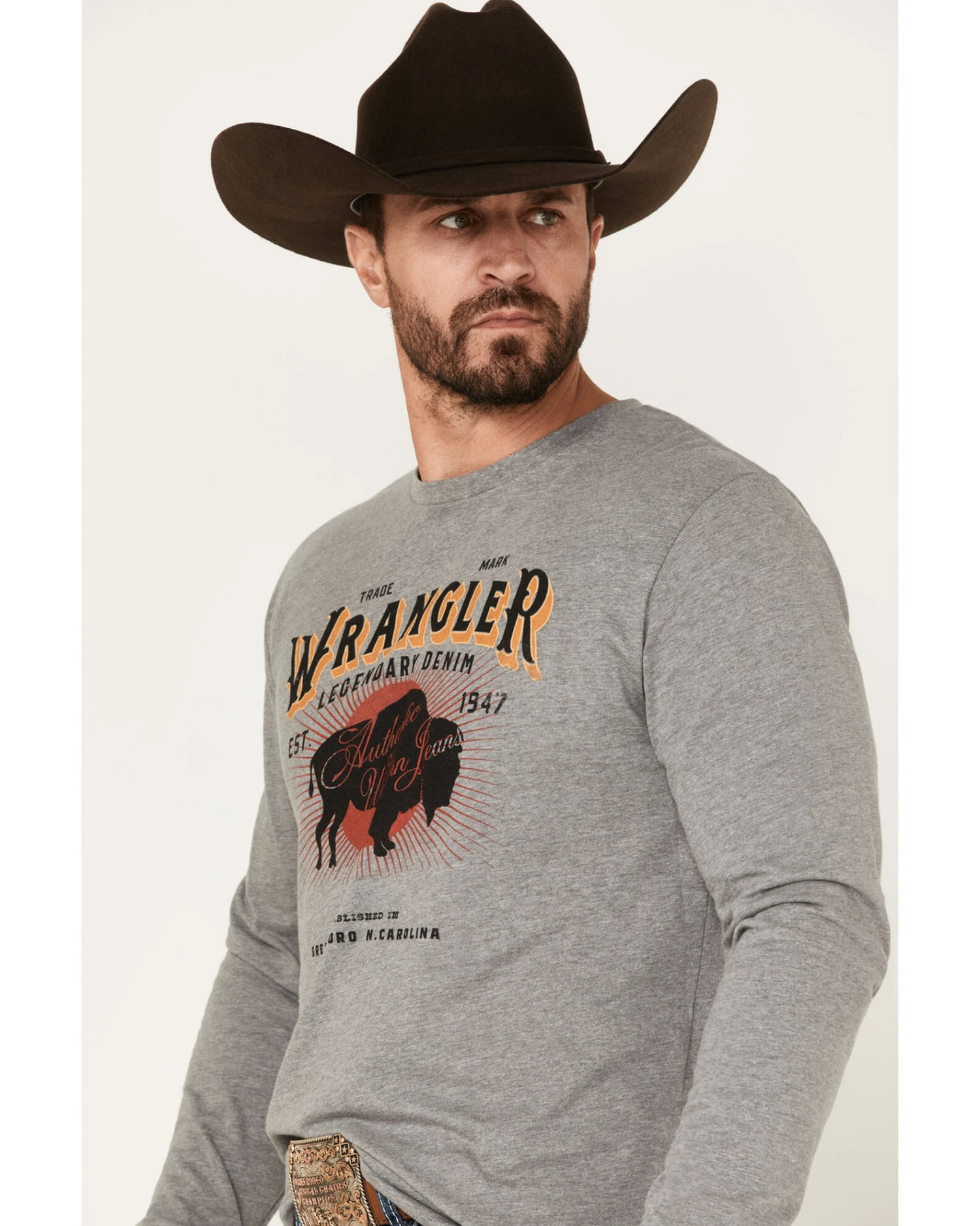 Wrangler Men's Buffalo Logo Graphic Long Sleeve T-Shirt 2 Wrangler Men's Buffalo Logo Graphic Long Sleeve T-Shirt - Image 2