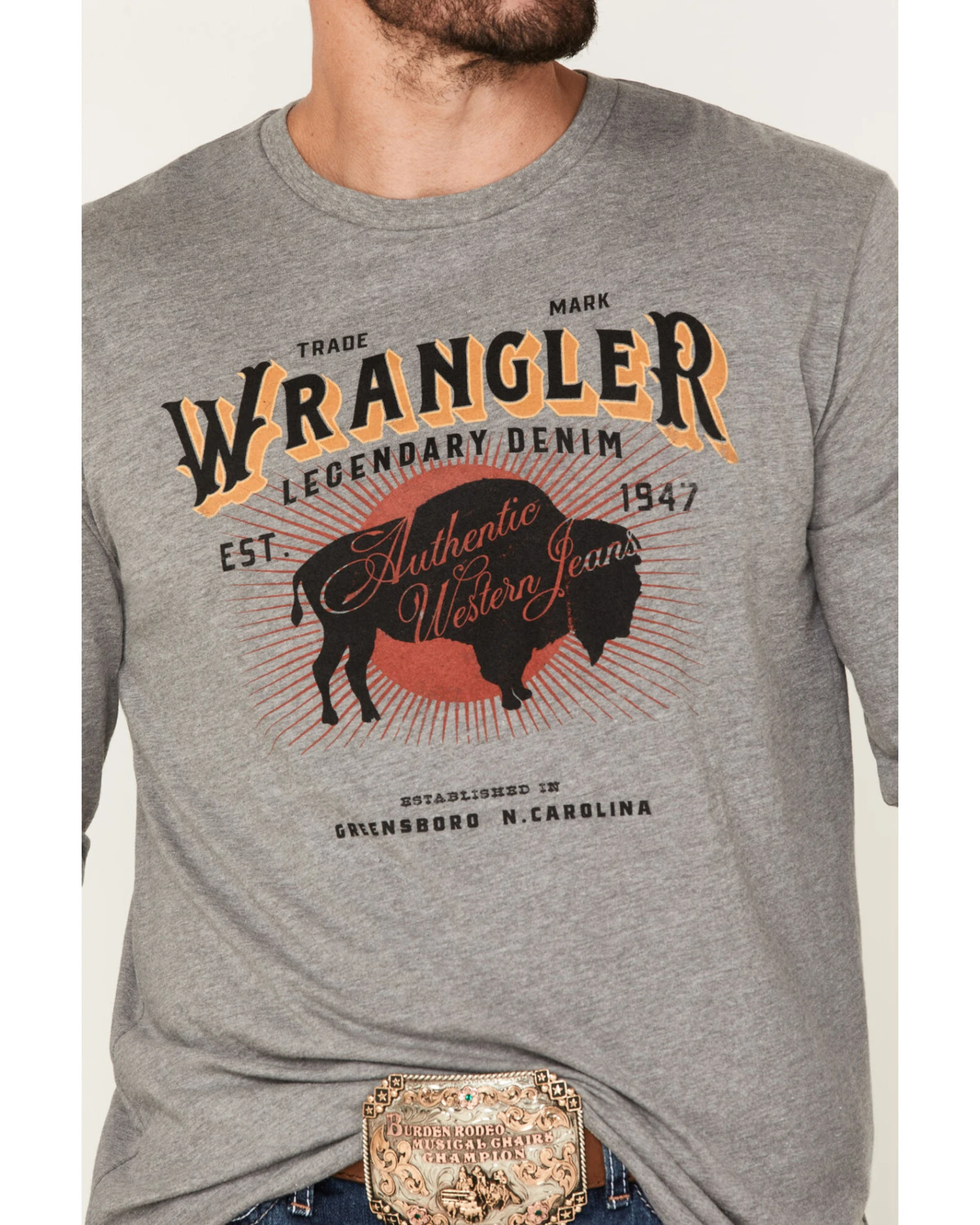 Wrangler Men's Buffalo Logo Graphic Long Sleeve T-Shirt 3 Wrangler Men's Buffalo Logo Graphic Long Sleeve T-Shirt - Image 3