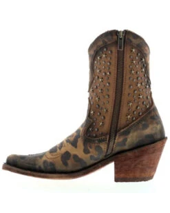 Caborca Silver By Liberty Black Women's Leopard Print Studded Short Western Boots - Pointed Toe -Western Cowboy Clothing Shop 2000366406 200 P3