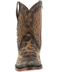 Caborca Silver By Liberty Black Women's Leopard Print Studded Short Western Boots - Pointed Toe -Western Cowboy Clothing Shop 2000366406 200 P4