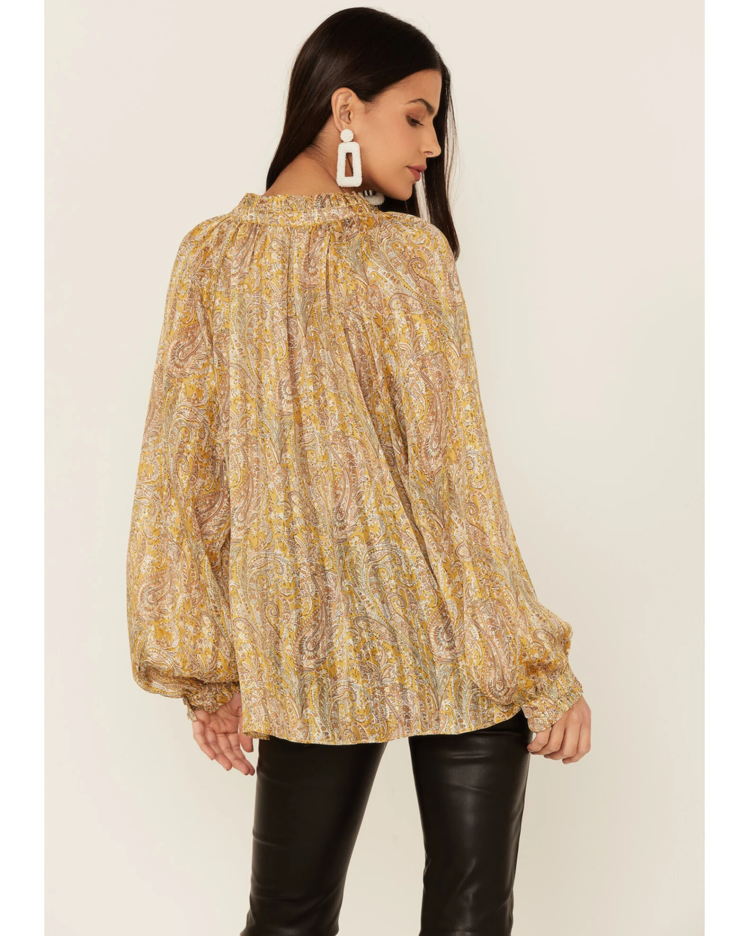 Revel Women's Paisley Print Long Sleeve Woven Chiffon Peasant Top 3 Revel Women's Paisley Print Long Sleeve Woven Chiffon Peasant Top - Image 3