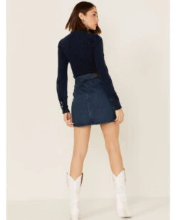 Rock & Roll Denim Women's Dark Wash Studded Belted Western Denim Mini Skirt -Western Cowboy Clothing Shop 2000368495 400 P4