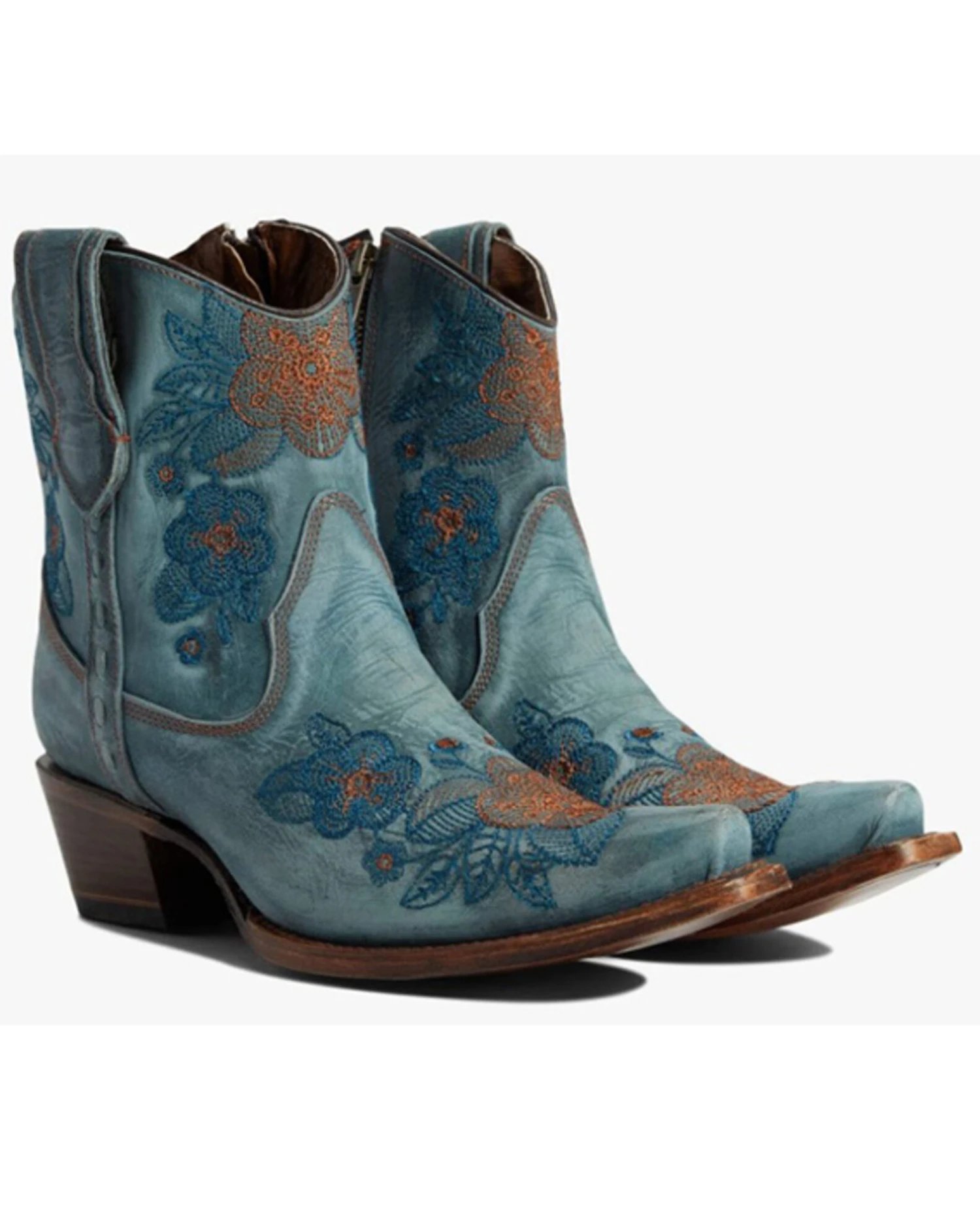 Corral Women's Flower Embroidered Ankle Western Booties - Snip Toe 1 Corral Women's Flower Embroidered Ankle Western Booties - Snip Toe