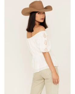 Miss Me Women's Embroidered Puff Sleeve Top -Western Cowboy Clothing Shop 2000372862 100 P4
