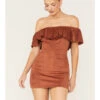 Shyanne Women's Off Shoulder Faux Suede Dress