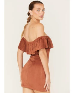 Shyanne Women's Off Shoulder Faux Suede Dress 7 Shyanne Women's Off Shoulder Faux Suede Dress -Western Cowboy Clothing Shop 2000372982 203 P4