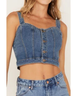 Shyanne Women's Medium Wash Corset Crop Top 6 Shyanne Women's Medium Wash Corset Crop Top -Western Cowboy Clothing Shop 2000373011 414 P3