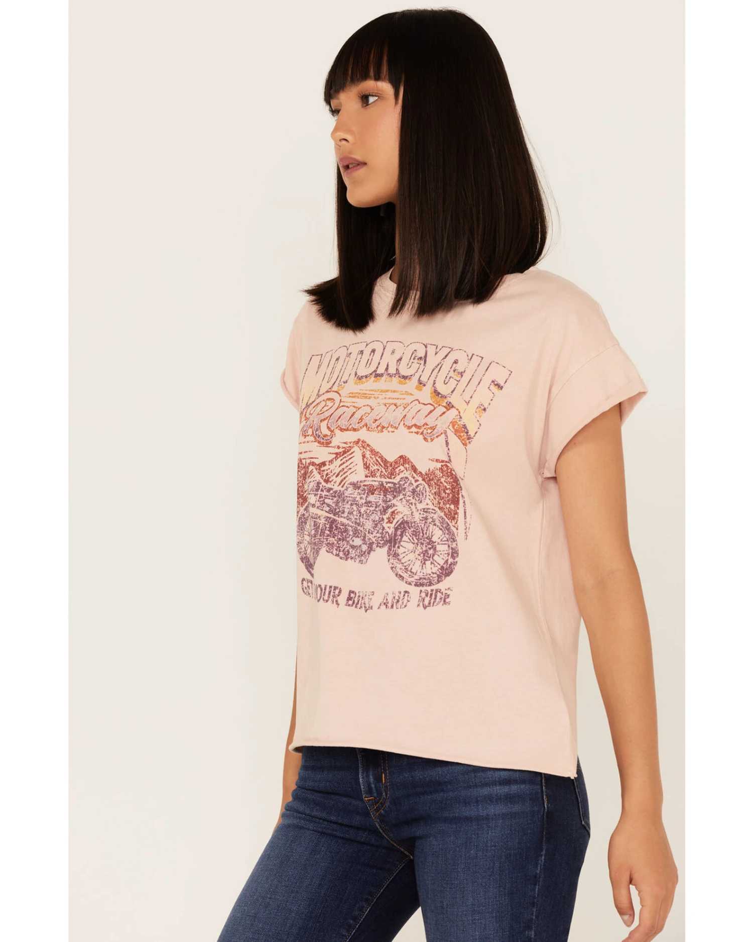 Cleo + Wolf Women's Motorcycle Raceway Vintage Graphic Tee 2 Cleo + Wolf Women's Motorcycle Raceway Vintage Graphic Tee - Image 2