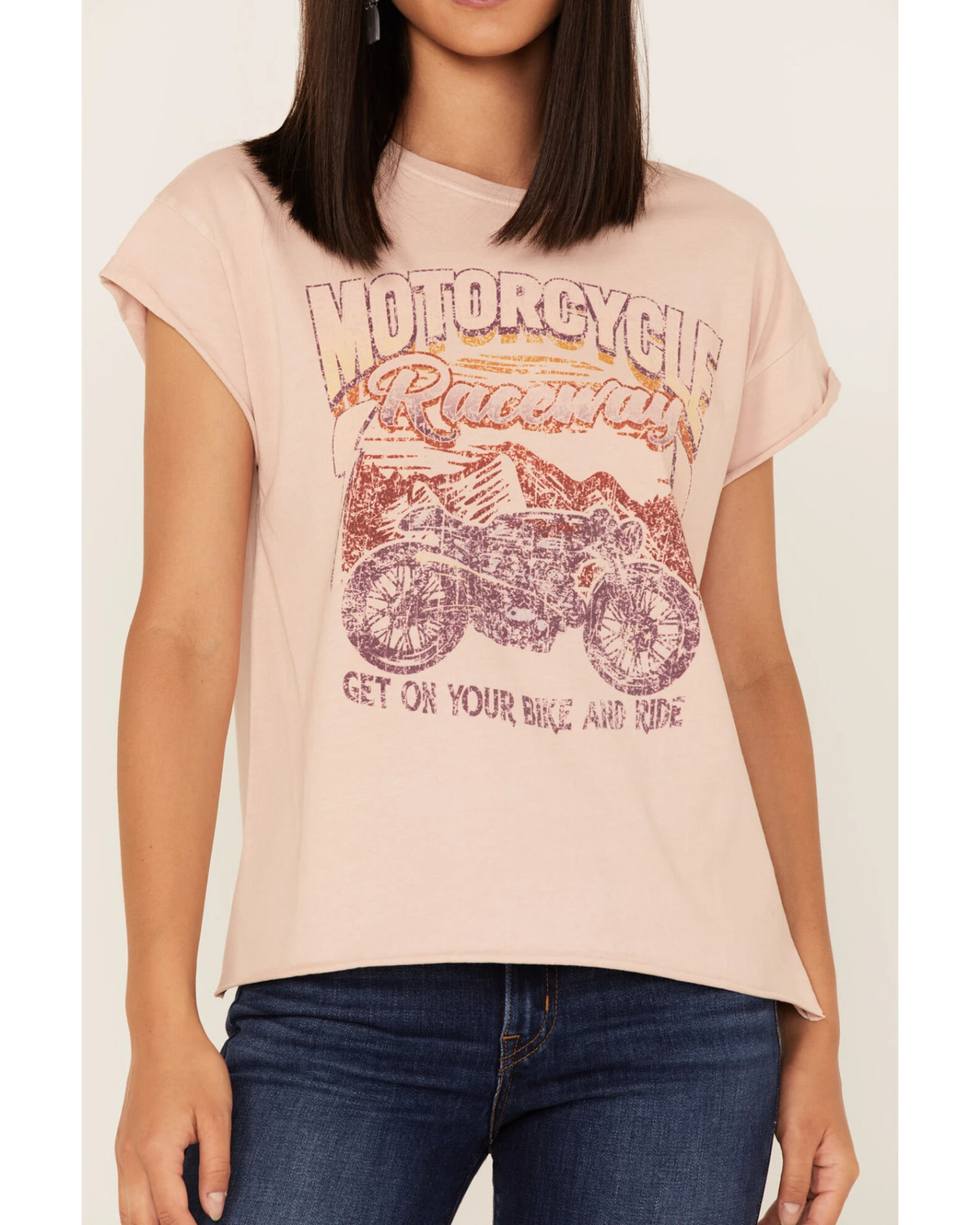 Cleo + Wolf Women's Motorcycle Raceway Vintage Graphic Tee 3 Cleo + Wolf Women's Motorcycle Raceway Vintage Graphic Tee - Image 3