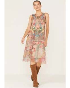 Johnny Was Women's Elisha Floral Print Mesh Slip Dress