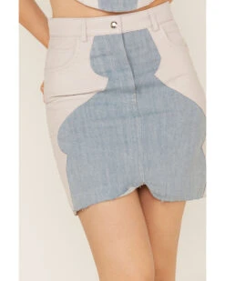 Understated Leather Women's Lil Mamma Scalloped Denim Leather Mini Skirt -Western Cowboy Clothing Shop 2000374928 400 P3