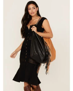 Understated Leather Women's Oversized Fringe Shoulder Bag