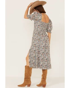 Beyond The Radar Women's Floral Print Split Leg Midi Dress -Western Cowboy Clothing Shop 2000375668 400 P4