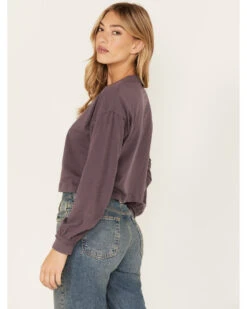 Cleo + Wolf Women's Boxy Boyfriend Long Sleeve Henley Shirt 7 Cleo + Wolf Women's Boxy Boyfriend Long Sleeve Henley Shirt -Western Cowboy Clothing Shop 2000375737 560 P4