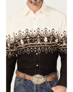 Panhandle Men's Southwestern Border Long Sleeve Snap Shirt -Western Cowboy Clothing Shop 2000376175 101 P3