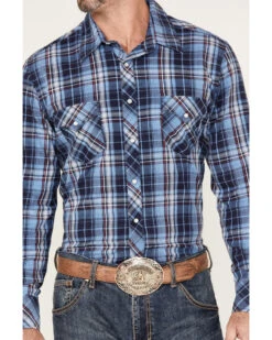 Rock & Roll Denim Men's Medium Plaid Stretch Long Sleeve Pearl Snap Shirt -Western Cowboy Clothing Shop 2000376183 400 P3