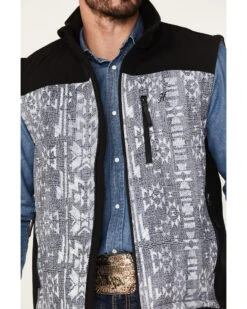 HOOey Men's Southwestern Color-Block Print Zip-Front Softshell Vest -Western Cowboy Clothing Shop 2000376722 022 P3