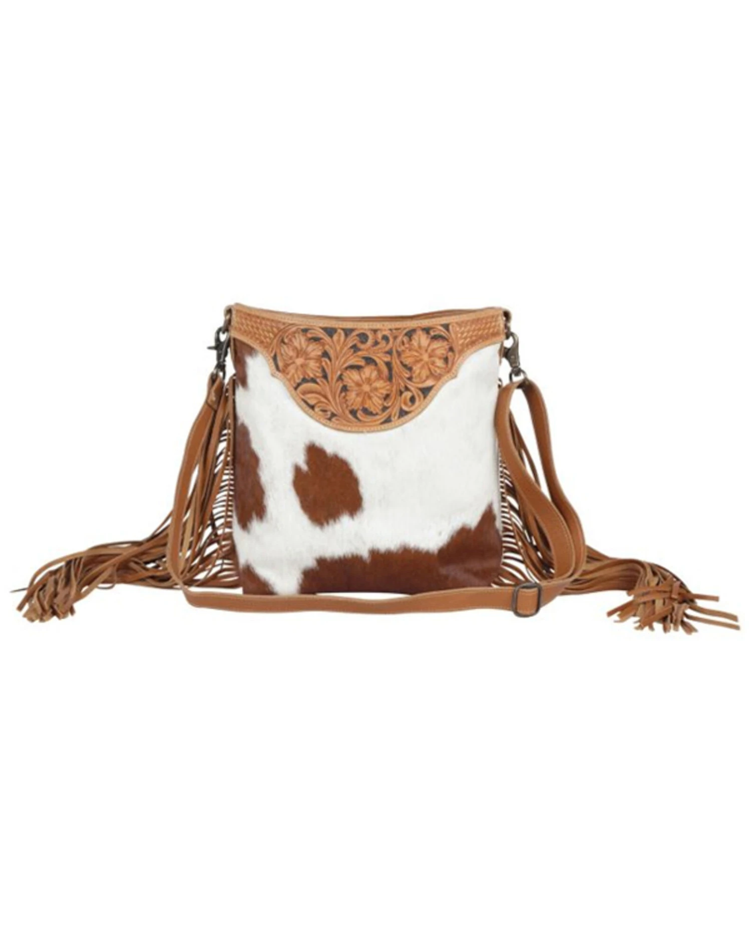 Myra Bag Women's Raw Umber Hand Tooled Crossbody Bag 1 Myra Bag Women's Raw Umber Hand Tooled Crossbody Bag