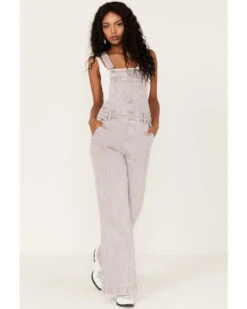 Cleo + Wolf Women's High Rise Wide Denim Overalls