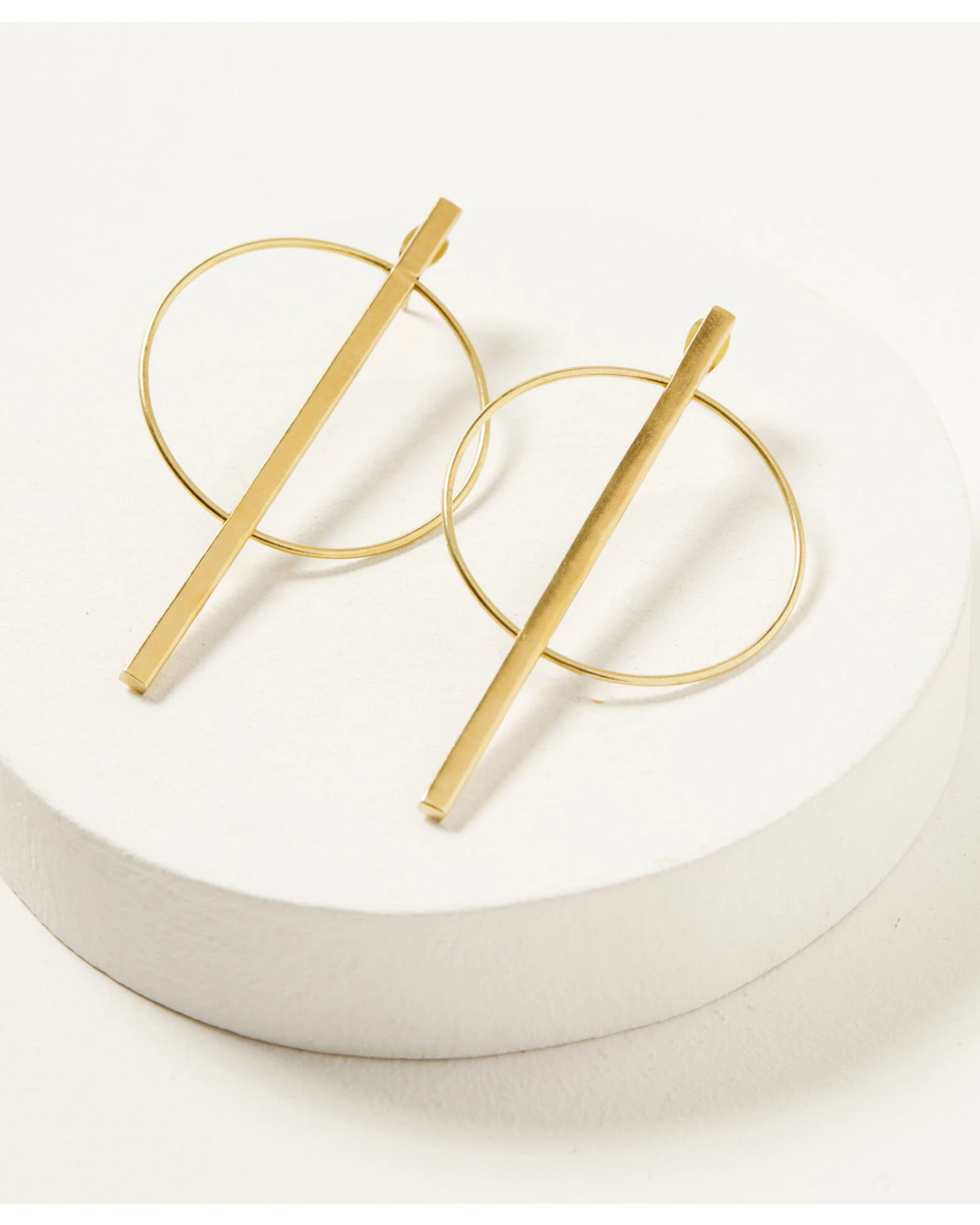 Ink + Alloy Women's Brass Circle Stick Post Earrings 1 Ink + Alloy Women's Brass Circle Stick Post Earrings