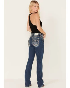 Miss Me Women's Medium Wash Mid Rise Embroidered Bootcut Jeans