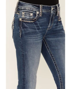 Miss Me Women's Medium Wash Mid Rise Embroidered Bootcut Jeans -Western Cowboy Clothing Shop 2000378769 401 P4
