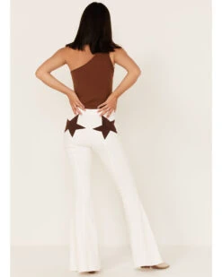 Saints & Hearts Women's High Rise Star Back Seamed Flare Jeans