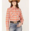 Wrangler Women's Plaid Print Long Sleeve Western Pearl Snap Shirt