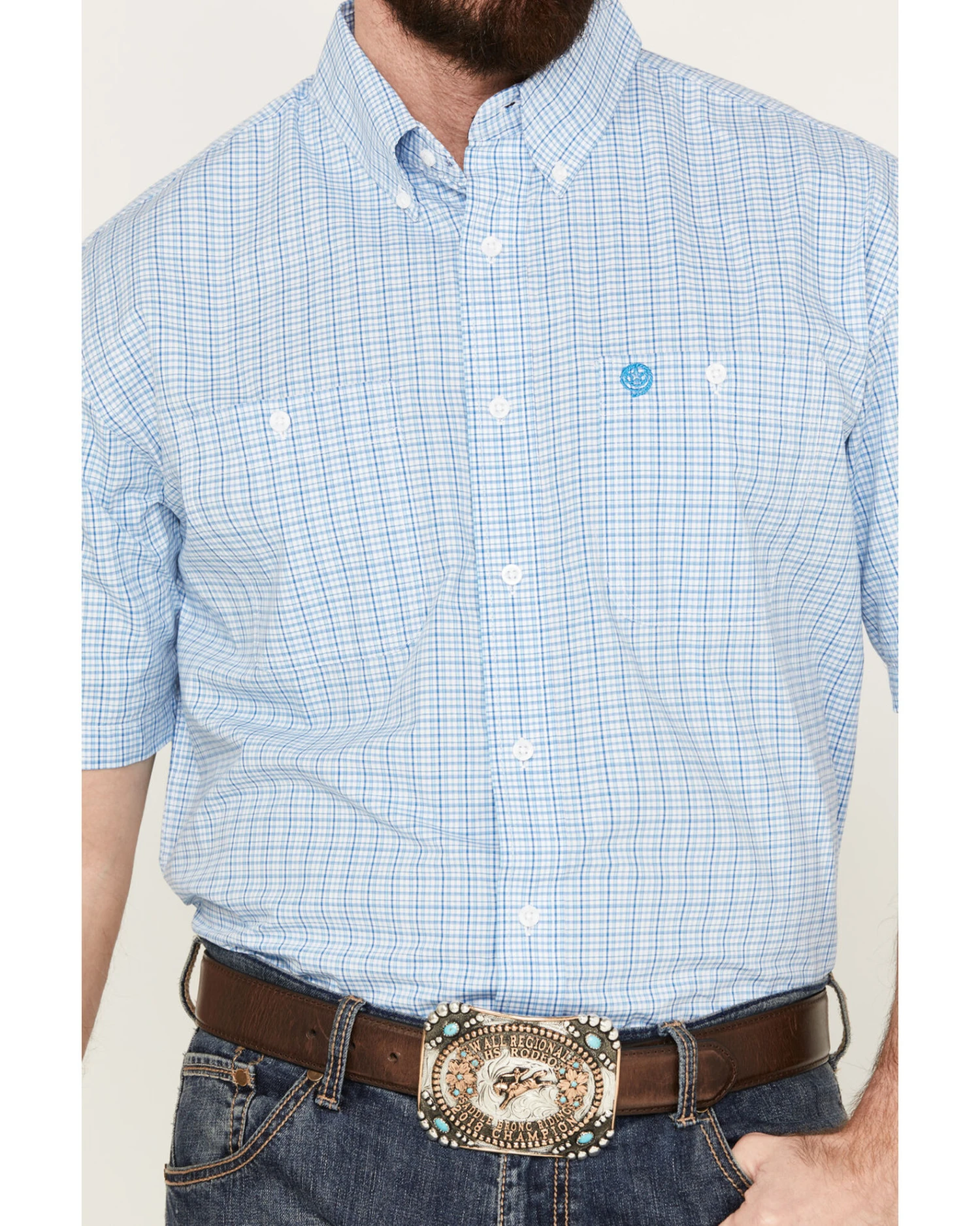 George Strait By Wrangler Men's Plaid Print Short Sleeve Button Down Western Shirt - Big 3 George Strait By Wrangler Men's Plaid Print Short Sleeve Button Down Western Shirt - Big - Image 3
