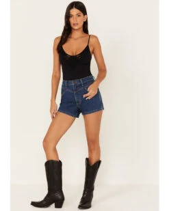 Wrangler Retro Women's Dark Wash High Rise Bareback Denim Shorts