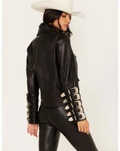 DANCASSAB Women's Bjork Leather Moto Biker Jacket -Western Cowboy Clothing Shop 2000380606 001 P4
