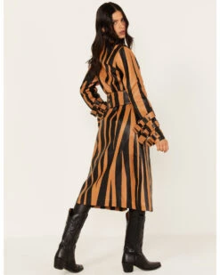 DANCASSAB Women's Diana Zebra Stripe Leather Coat -Western Cowboy Clothing Shop 2000380608 280 P5