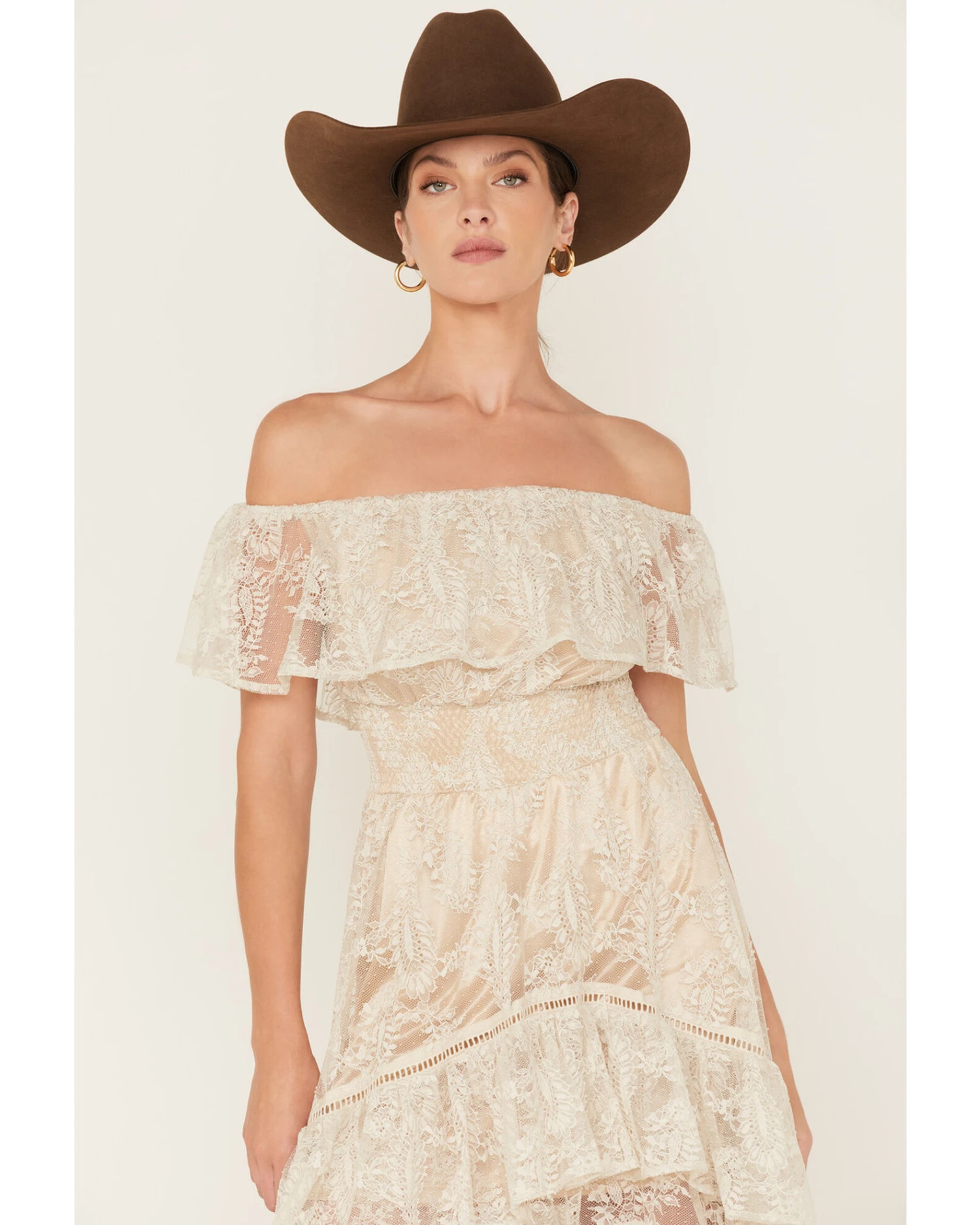 Shyanne Women's Off-Shoulder Tiered Lace Dress 1 Shyanne Women's Off-Shoulder Tiered Lace Dress