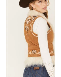 Shyanne Women's Fur Trim Embroidered Vest -Western Cowboy Clothing Shop 2000380670 255 P4