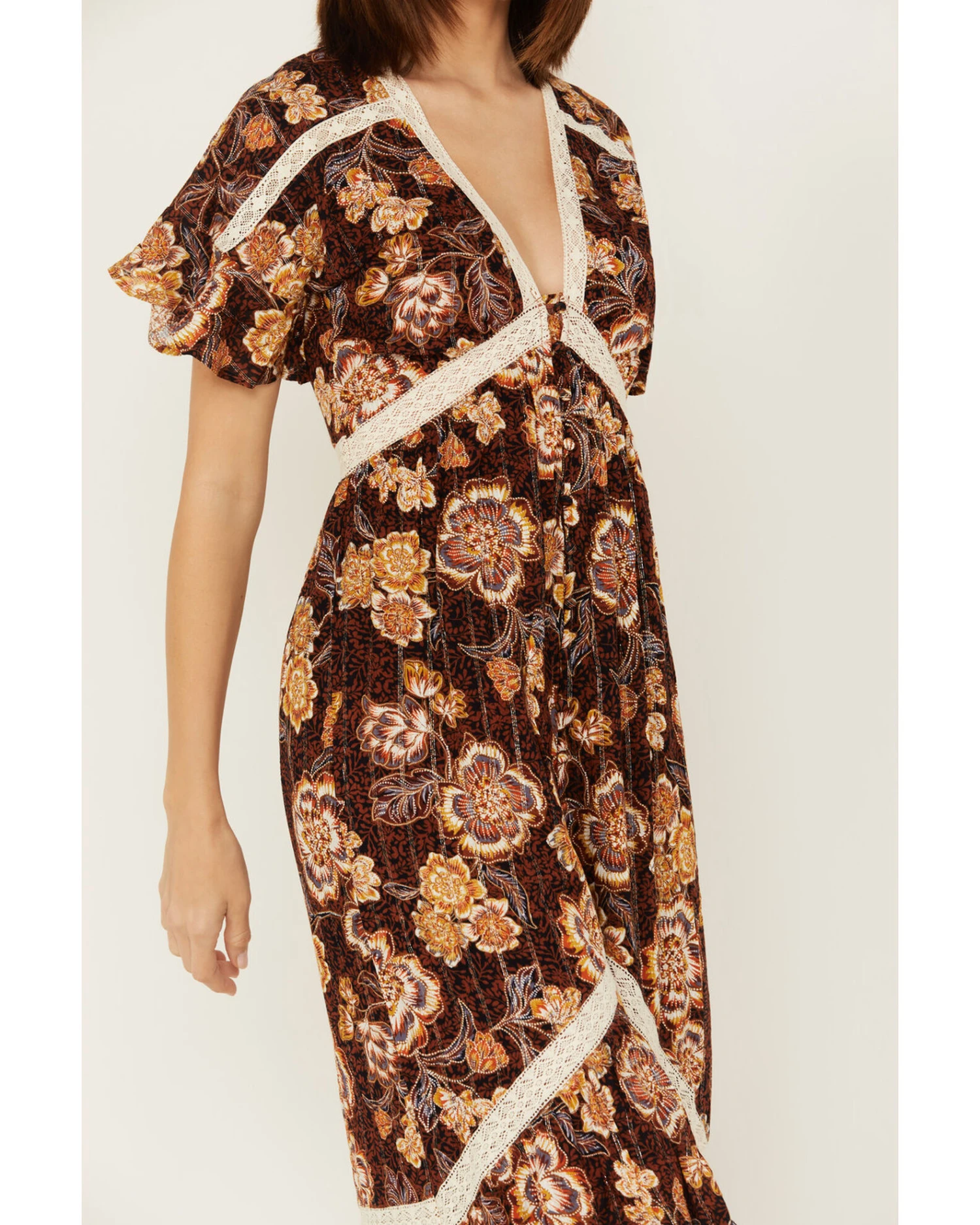 Shyanne Women's Short Sleeve Floral Print High Low Maxi Dress 3 Shyanne Women's Short Sleeve Floral Print High Low Maxi Dress - Image 3