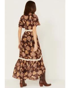 Shyanne Women's Short Sleeve Floral Print High Low Maxi Dress 7 Shyanne Women's Short Sleeve Floral Print High Low Maxi Dress -Western Cowboy Clothing Shop 2000380672 401 P4