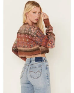 Cleo + Wolf Women's Geo Pattern Knit Cropped Cardigan -Western Cowboy Clothing Shop 2000380760 250 P4