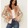 Shyanne Women's Lux Metallic Faux Shearling Jacket