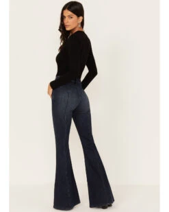 Shyanne Women's Dark Wash High Rise Eden Stretch Flare Jeans -Western Cowboy Clothing Shop 2000381364 416 P3