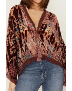 Johnny Was Women's Geo Print Burnout Dazy Kimono -Western Cowboy Clothing Shop 2000382060 900 P3