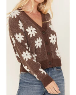 Beyond The Radar Women's Daisy Flower Print Knit Cardigan -Western Cowboy Clothing Shop 2000382200 200 P3