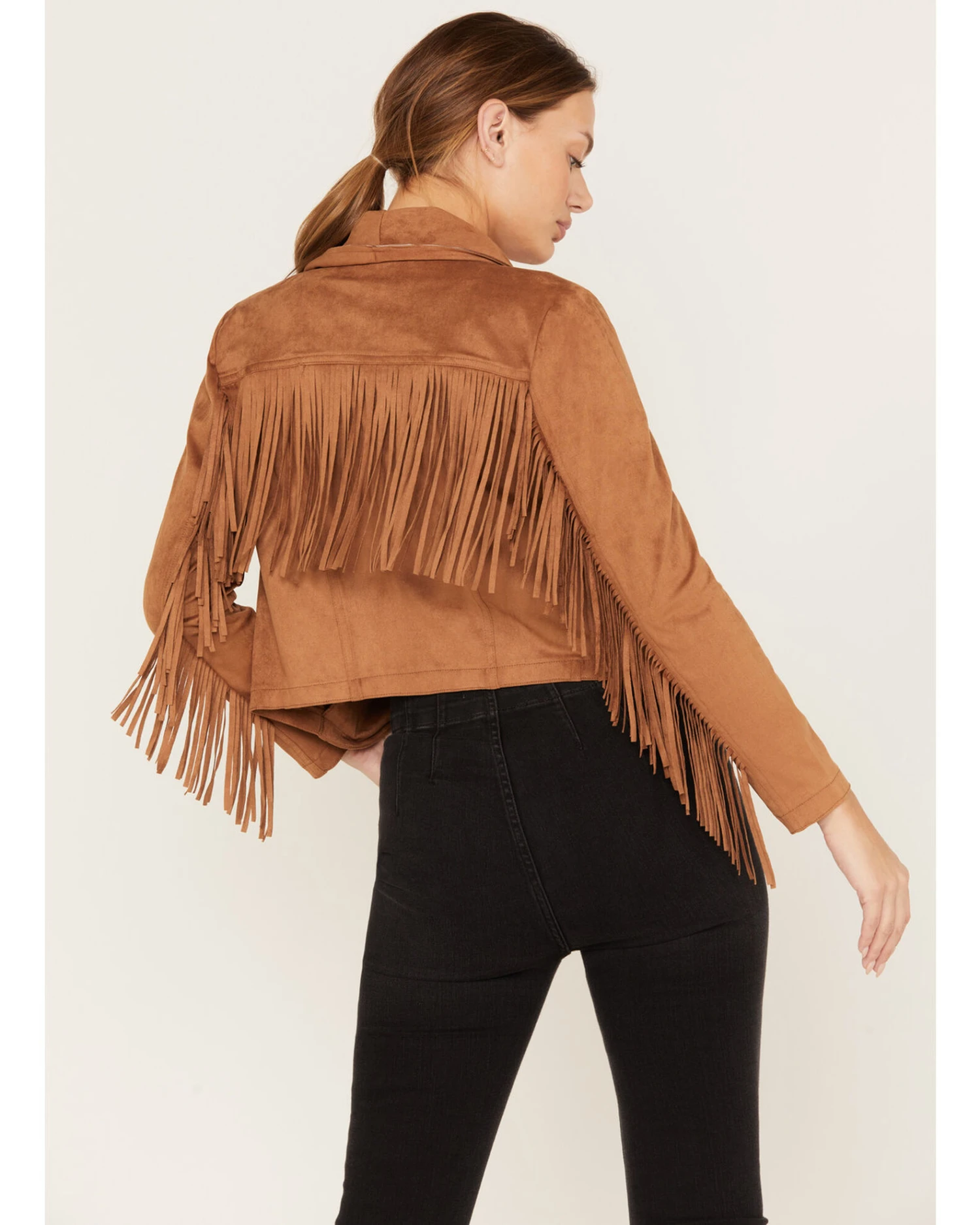 Shyanne Women's Crop Fringe Faux Suede Jacket 4 Shyanne Women's Crop Fringe Faux Suede Jacket - Image 4